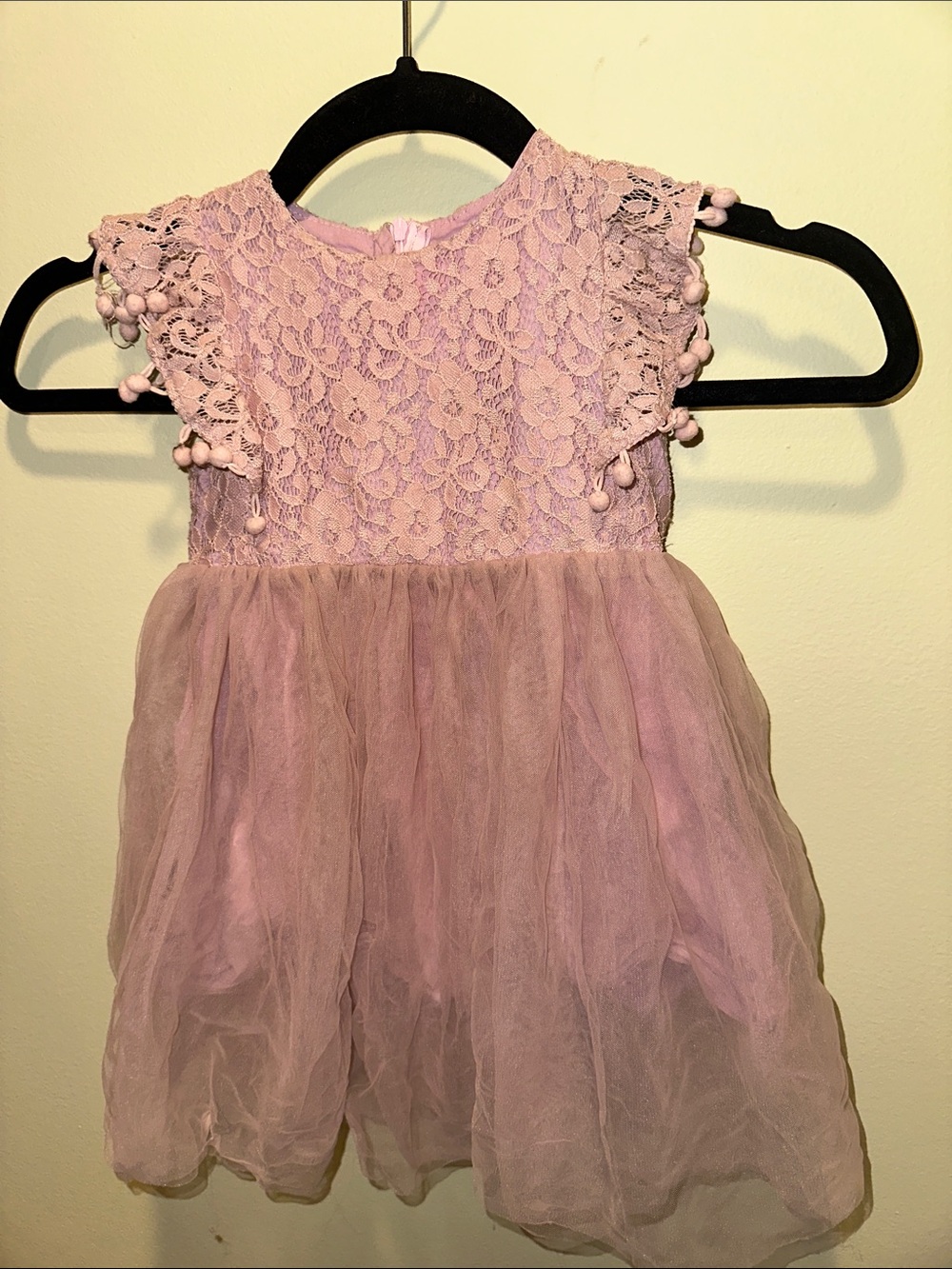 Girls Lace & Tulle Party Dress in Light Pink